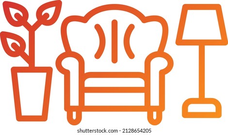 Estilo de iconos de sala de estar de diseño de vectores