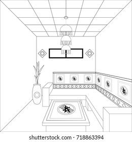 vector design of living room and interior