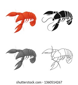 Vector design of lobster and red logo. Set of lobster and atlantic stock vector illustration.