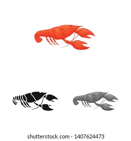 Vector design of lobster and red symbol. Set of lobster and fresh  vector icon for stock.