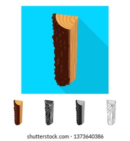 Vector design of log and piece sign. Collection of log and timber stock symbol for web.