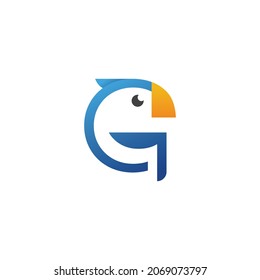 vector design. logo combination from parrot and letter G logo.