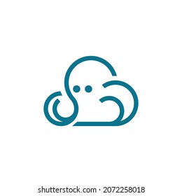 vector design. logo created from combination of octopus and cloud logo concept.