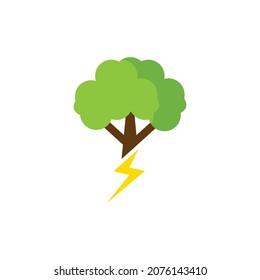 vector design. Logo created from combination a tree and a lighting electric logo.