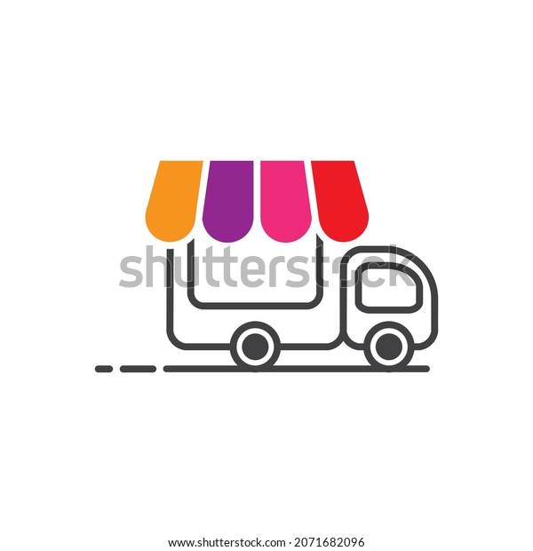 vector design. logo created from combination of\
truck car and store\
logo.