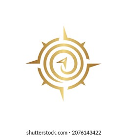 vector design. logo created from compass logo concept idea with gold color.