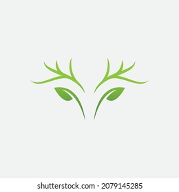 vector design, logo created from head deer with leaf logo concept.