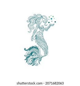 vector design. logo created from mermaid with abstract line logo.