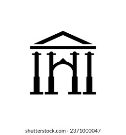 A vector design logo depicting a building, palace,city library,museum in black