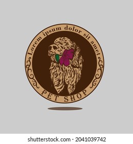 Vektordesign-Logo-Hund mit Blume, Gravierung, Vintage, handgezeichnet
für Logos von Heimtieren oder für andere