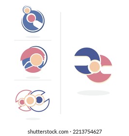 Vector Design Logo, Emblem, Icon, Concept Colorful Halftone Gradient
