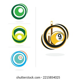 Vectordesign-Logo, Emblem, Symbol, Konzept bunter Halbtonstrahler