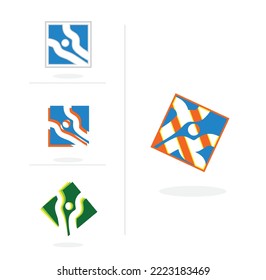 Vector Design Logo, Emblem, Icon, Concept Colorful Halftone Gradient