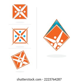 Vector Design Logo, Emblem, Icon, Concept Colorful Halftone Gradient