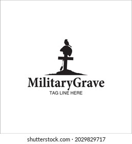 Vector Design Logo Grave military soldier monument war vector illustration 