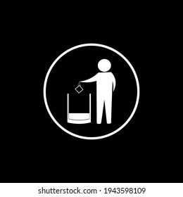 a vector design of a logo or icon for disposing of trash on a white and white background