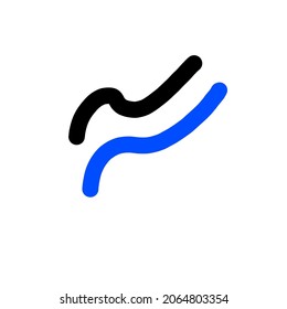 Vektordesign-Logo-Linie Art-Stil schwarz-blauer Hintergrund weiß