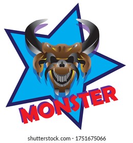 Logo de diseño de vectores de un jugador de deportes monstruo de mascota. Ilustración de jugadores para equipos deportivos. Estilo de concepto de ilustración moderno para placa