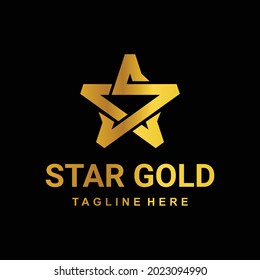 Vector Design logo Modern star with flat minimalist style in color black and gold.Can be used As you want