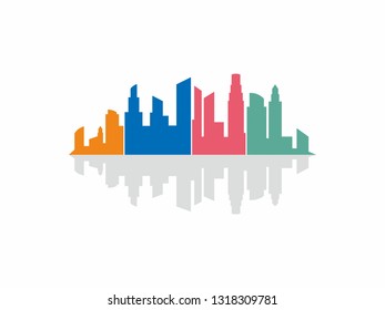 Vector Design Logo Real Estate, Building and Construction. Logo of city buildings and skyline. Abstract symbol icons for residential, apartment and city 