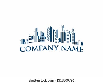 Vector Design Logo Real Estate, Building and Construction. Logo of city buildings and skyline. Abstract symbol icons for residential, apartment and city