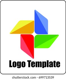 Vector Design Logo. Red, Blue, Green, Yellow. Business or Organization Logo.  