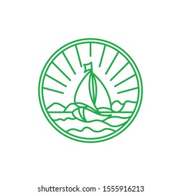 vector design logo sailing boat with lines and clean style