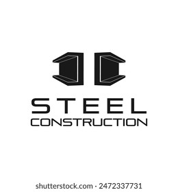 vector design logo for steel fabrication and erection construction company, offering steel fabrication, installation, repair and sales, 3d steel ibeam design