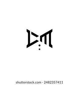 Vector design logo\Bow tie icon with the letters "CM" decorated with shirt buttons.