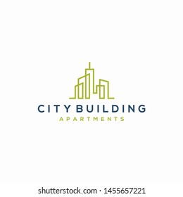 Vector design logos for construction and apartments, business brand companies and bureau architects, Art Line.