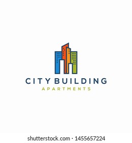 Vector design logos for construction and apartments, business brand companies and bureau architects, Art Line.