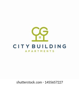 Vector design logos for construction and apartments, business brand companies and bureau architects, Art Line.
