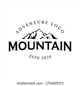 Vektordesign-Logos, Berge, Abenteuer, Vintage, einfacher und eleganter weißer Hintergrund