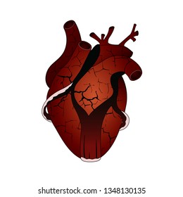 Vector design logotype of human heart. Hand drawn realistic illustration for the firm style, site and other projects