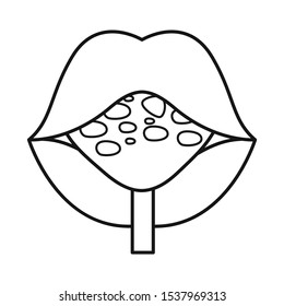 Vector design of lollipop and round sign. Web element of lollipop and lips stock vector illustration.