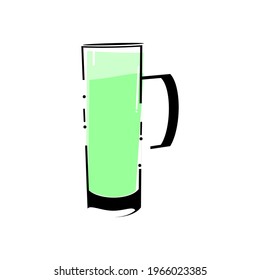 vector design of long glass filled with green water