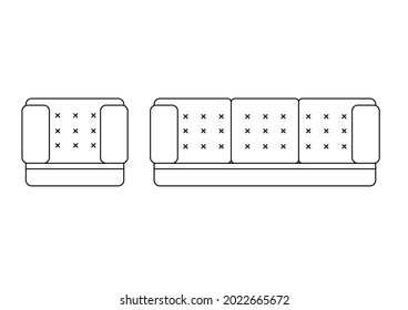 Vector design of a long sofa and a short sofa sketch