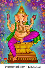 Vector design of Lord Ganesha for Happy Diwali prayer festival of India in Indian art style