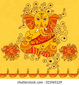 Vector design of Lord Ganesha in Indian art style