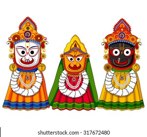 Vector design of Lord Jagannath, Subhadra and Balabhadra