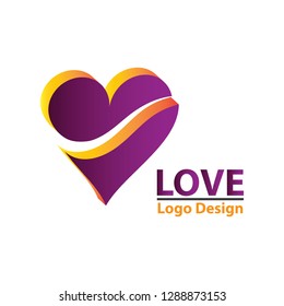 Vector design love purple 3d style in eps.10