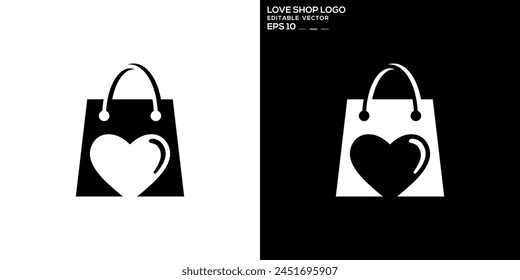 Vector design of love shop logo, heart, store, service, symbol icon EPS 10