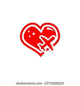 vector design of love sign and airplane, love travel vector