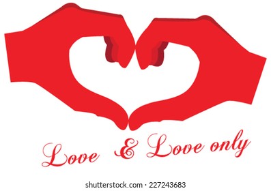 Vector design of Love symbol with hand sign on red