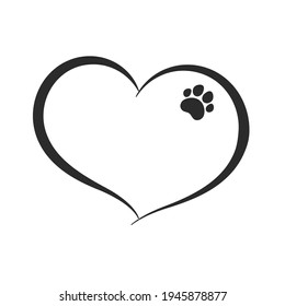 El diseño de vectores ama a los perros. Corazón, hueso y pies flotantes de perro para los suministros de mascotas.