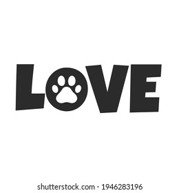 Vector design loves dogs. Heart, bone and floating dog feet for pet supplies stores.
