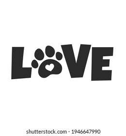 Vector design loves dogs. Heart, bone and floating dog feet for pet supplies stores.