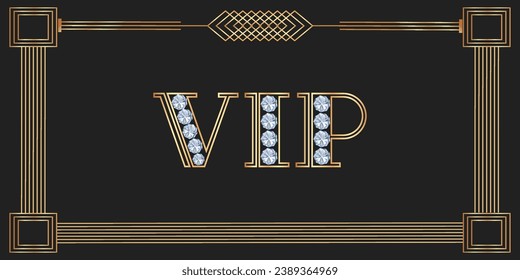 Diseño vectorial de una tarjeta de lujo para personas VIP.  Gradiente abstracto de patrón geométrico dorado en estilo art-deco.2