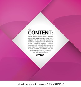 Vector design. Magenta  edition of a shiny scalable eps10 format square framed text box with custom/adjustable background element. Border for web, print, brochure, infographics or universal use 