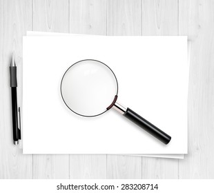 Vector Design Magnifier and paper sheet with space for your text